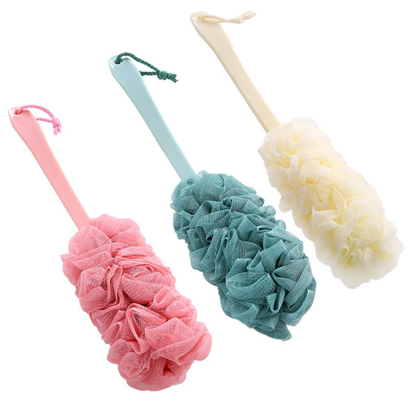Long handled large bath brush, Long handled scrubbing bath tool, Flower bath brush, Scrubbing bath brush, Scrubbing bath ball.