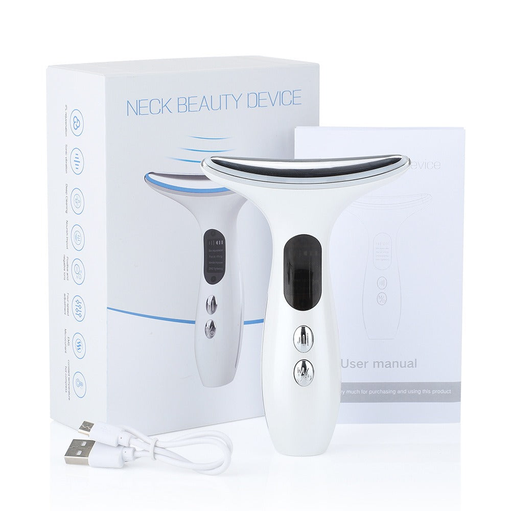 Facial Lift and Anti Wrinkle Massager | Reduce Double Chin with 3-Colors LED Photon Therapy | EMS Face and Neck Anti-aging Massager
