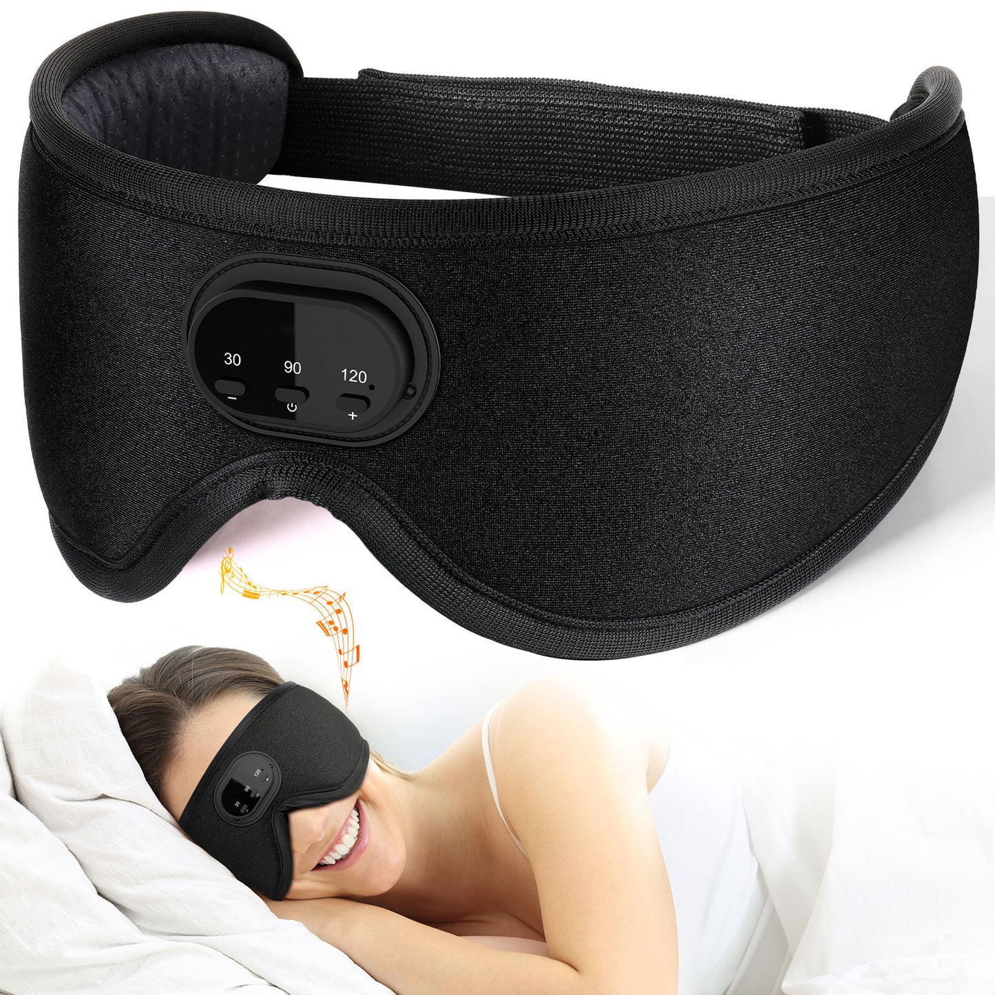 Smart White Noise Sleeping Mask | 3D Eye Socket | Full Blackout | Breathable | Bluetooth