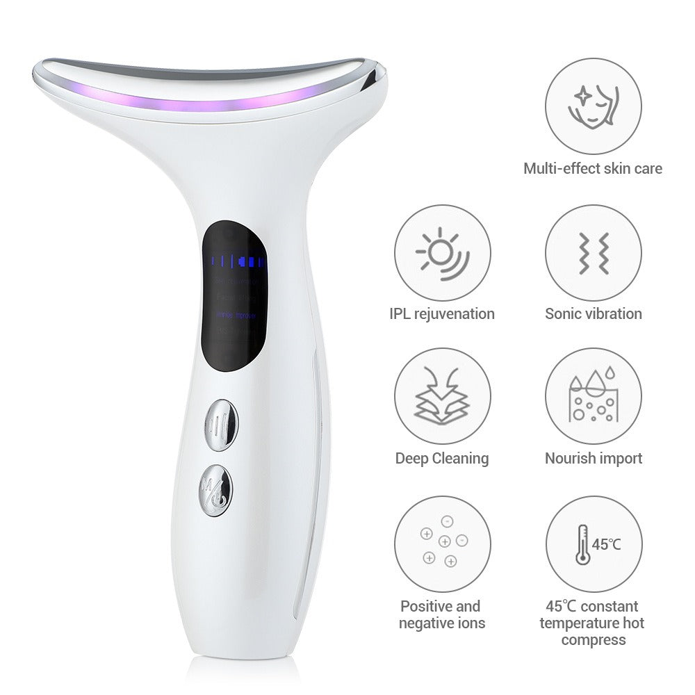 Facial Lift and Anti Wrinkle Massager | Reduce Double Chin with 3-Colors LED Photon Therapy | EMS Face and Neck Anti-aging Massager